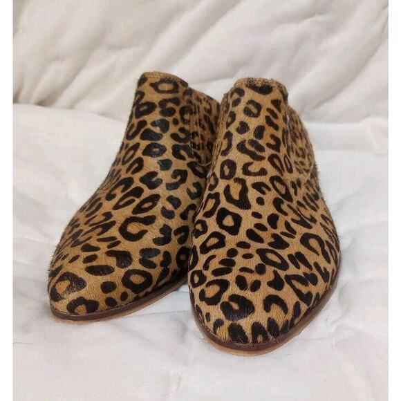 Frye Calf Fur Mule Shoe Sz 7 M Pointed Toe Leather Heels Cheetah Leopard nice - Picture 4 of 8